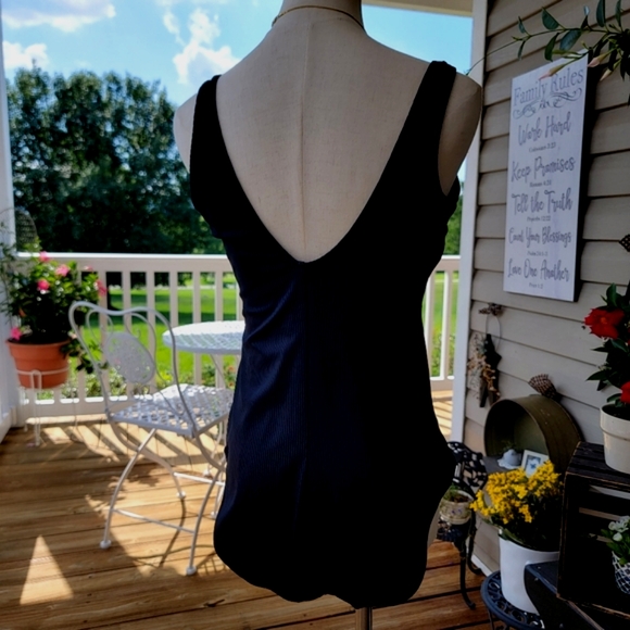 CATALINA ♡ Gorgeous Black Ribbed 1pc Swimsuit with Large Padded Bralette L 12-14 - Picture 5 of 11